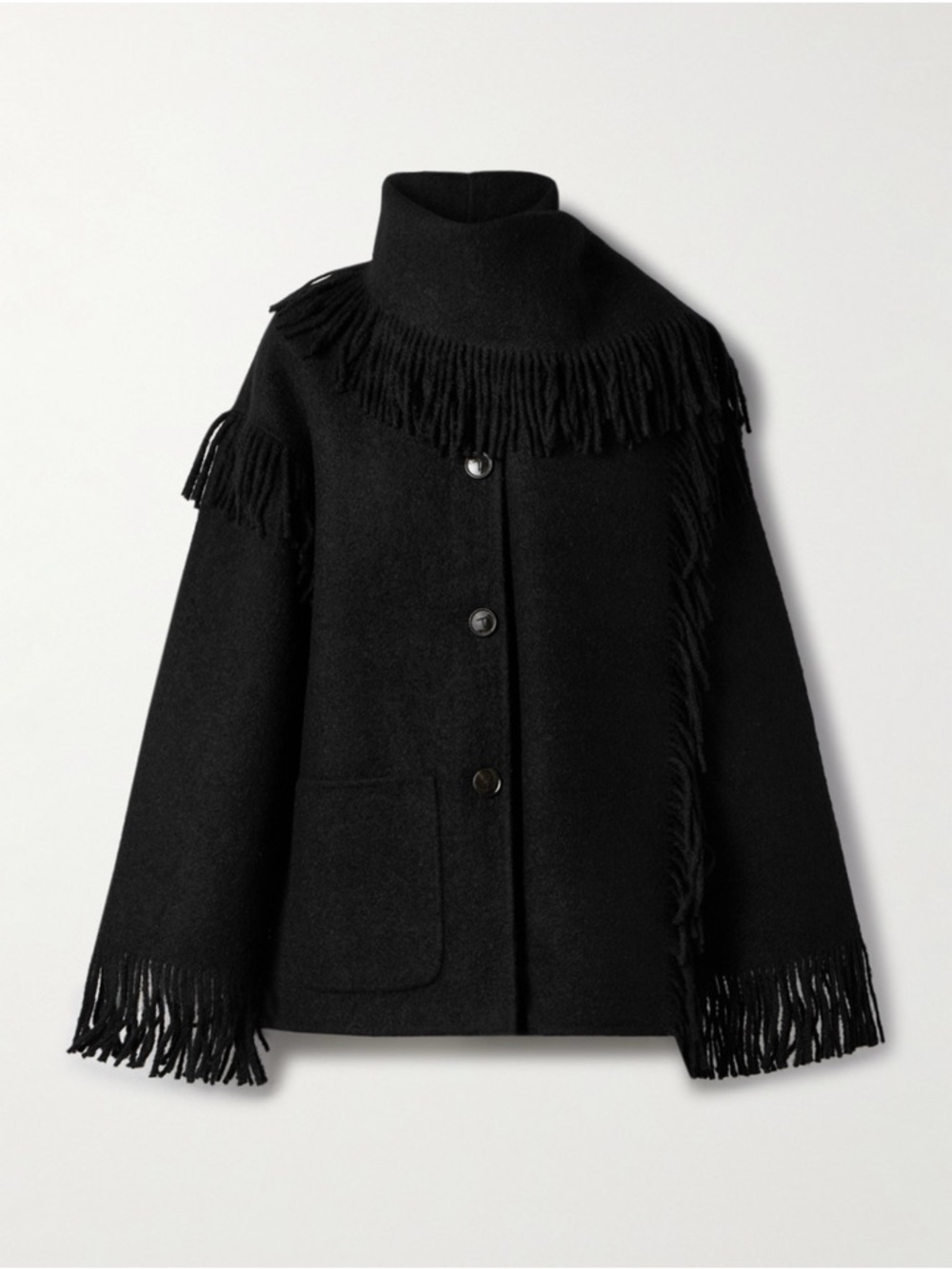 Toteme Black Wool Fringe coat
